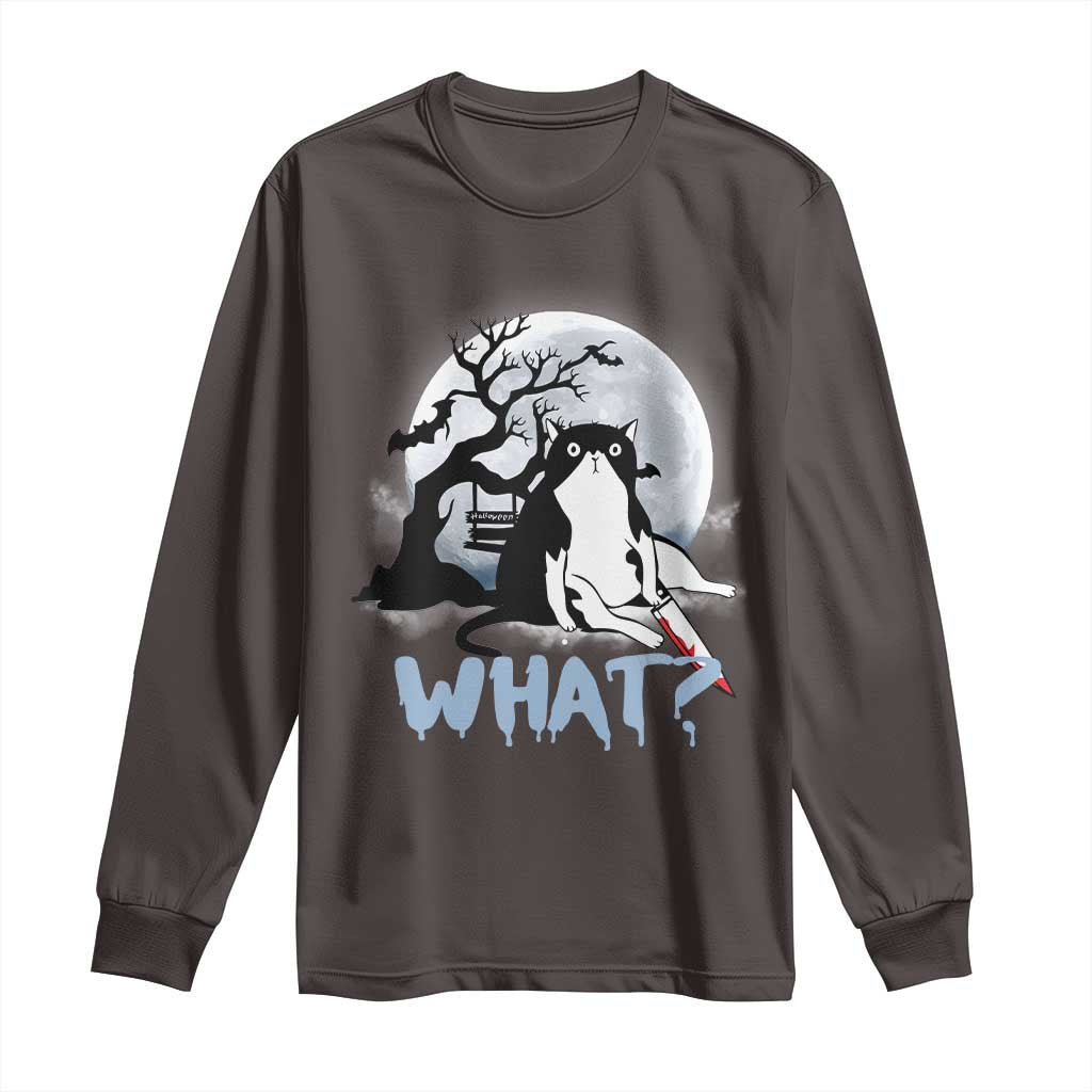 Halloween Cat Long Sleeve Shirt What Cat Murder Spooky Season
