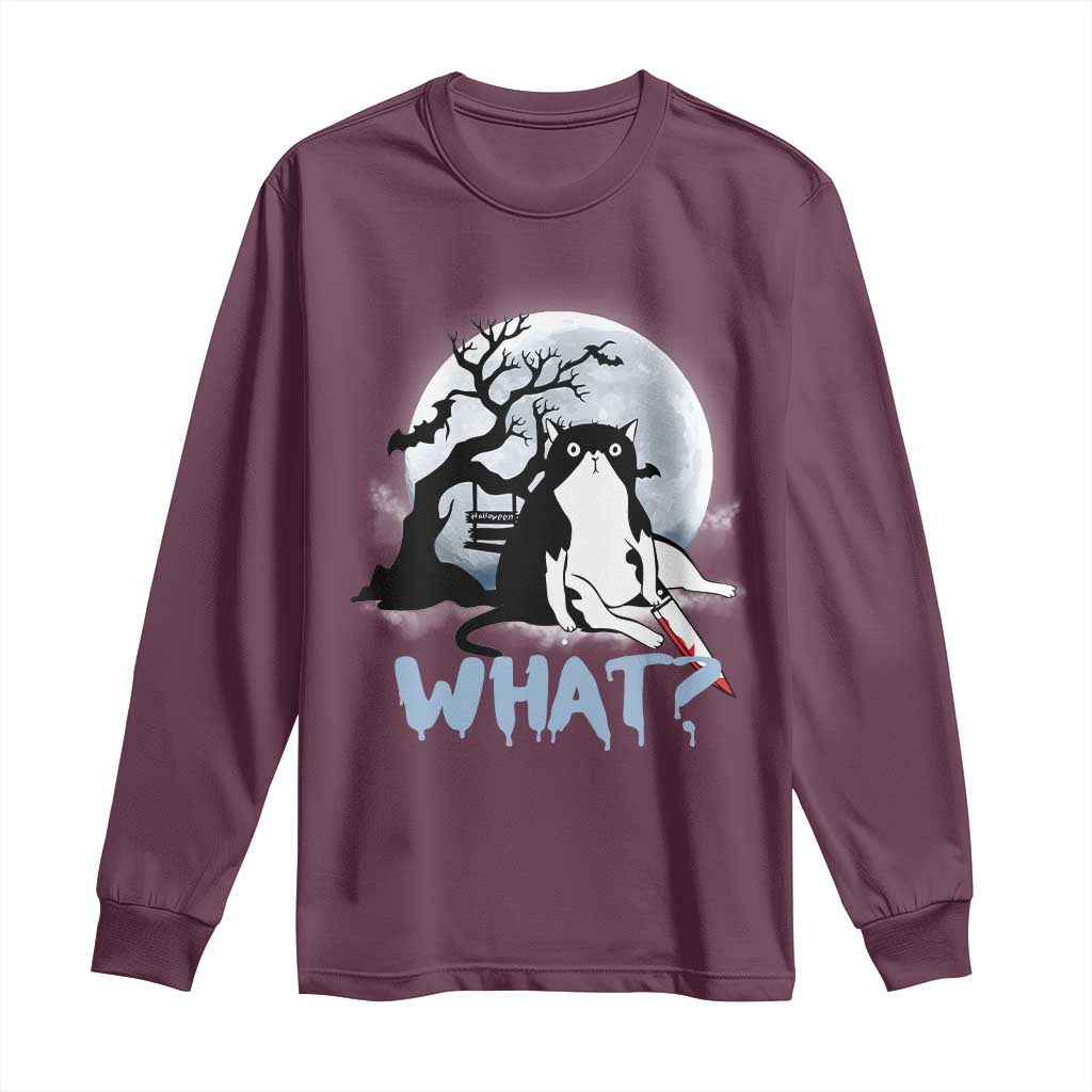 Halloween Cat Long Sleeve Shirt What Cat Murder Spooky Season