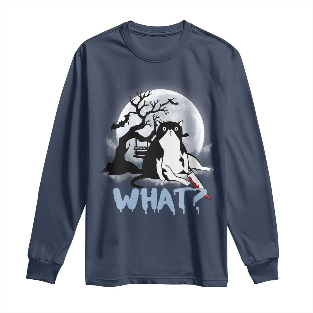 Halloween Cat Long Sleeve Shirt What Cat Murder Spooky Season