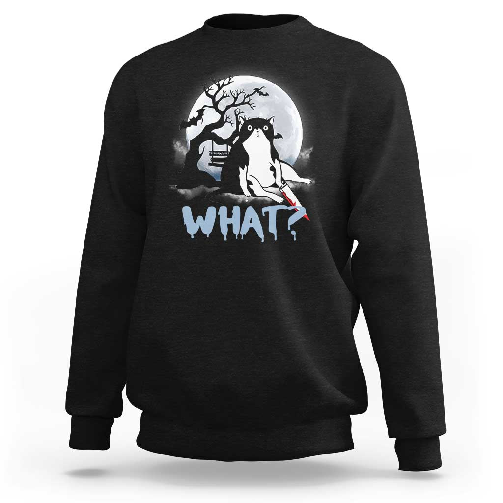 Halloween Cat Sweatshirt What Cat Murder Spooky Season - Wonder Print Shop