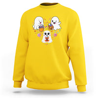 Halloween Sweatshirt Cute Ghost Dancing In The Candy Rain Spooky Season - Wonder Print Shop