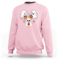 Halloween Sweatshirt Cute Ghost Dancing In The Candy Rain Spooky Season - Wonder Print Shop