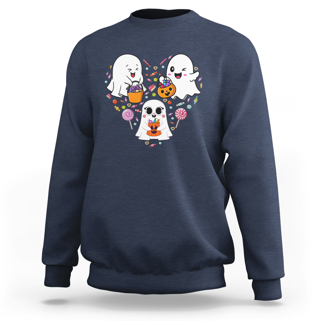 Halloween Sweatshirt Cute Ghost Dancing In The Candy Rain Spooky Season - Wonder Print Shop
