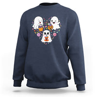 Halloween Sweatshirt Cute Ghost Dancing In The Candy Rain Spooky Season - Wonder Print Shop