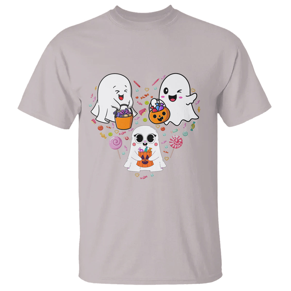 Halloween T Shirt Cute Ghost Dancing In The Candy Rain Spooky Season - Wonder Print Shop