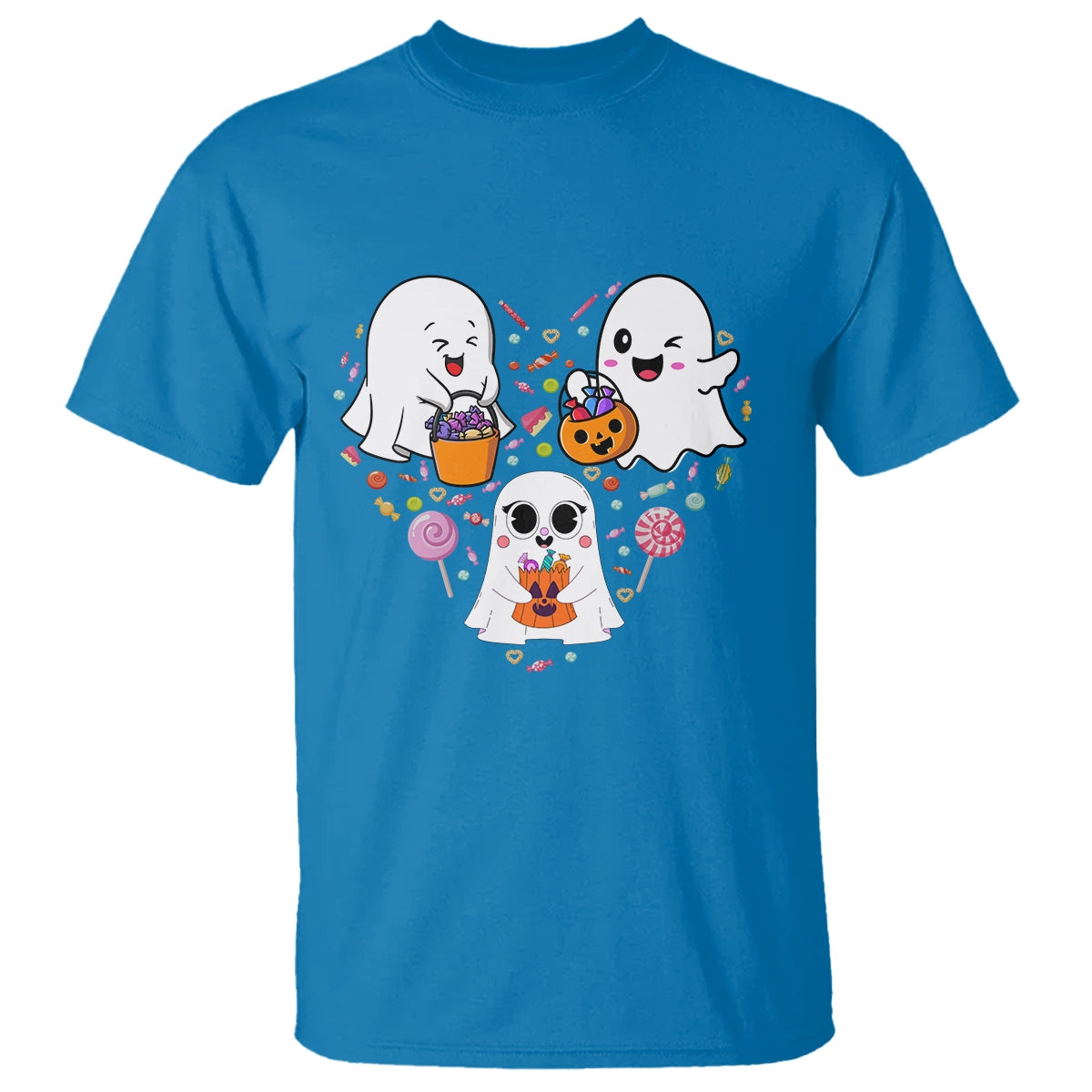 Halloween T Shirt Cute Ghost Dancing In The Candy Rain Spooky Season - Wonder Print Shop