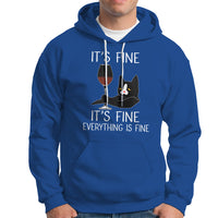 Cat Lover Hoodie It's Fine I'm Fine Everything is Fine Funny Black Cat - Wonder Print Shop
