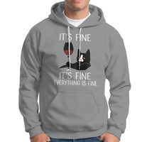 Cat Lover Hoodie It's Fine I'm Fine Everything is Fine Funny Black Cat - Wonder Print Shop