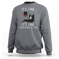 Cat Lover Sweatshirt It's Fine I'm Fine Everything is Fine Funny Black Cat - Wonder Print Shop