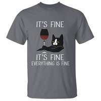 Cat Lover T Shirt It's Fine I'm Fine Everything is Fine Funny Black Cat - Wonder Print Shop