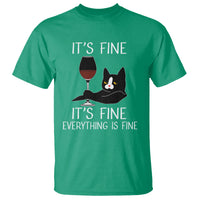 Cat Lover T Shirt It's Fine I'm Fine Everything is Fine Funny Black Cat - Wonder Print Shop