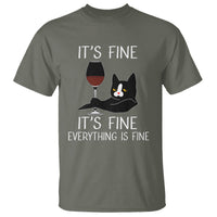 Cat Lover T Shirt It's Fine I'm Fine Everything is Fine Funny Black Cat - Wonder Print Shop