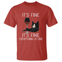 Cat Lover T Shirt It's Fine I'm Fine Everything is Fine Funny Black Cat - Wonder Print Shop