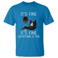Cat Lover T Shirt It's Fine I'm Fine Everything is Fine Funny Black Cat - Wonder Print Shop