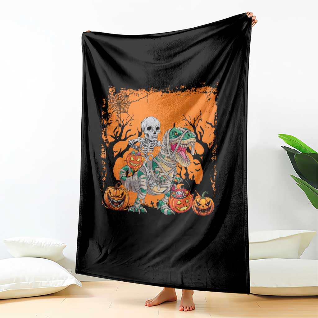Funny Halloween Skeleton Riding Dinosaur Throw Blanket - Wonder Print Shop