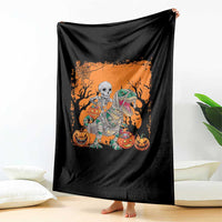 Funny Halloween Skeleton Riding Dinosaur Throw Blanket - Wonder Print Shop