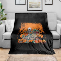 Funny Halloween Skeleton Riding Dinosaur Throw Blanket - Wonder Print Shop