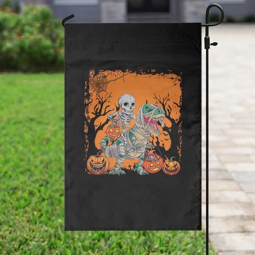 Funny Halloween Skeleton Riding Dinosaur Garden Flag - Wonder Print Shop