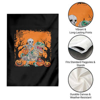 Funny Halloween Skeleton Riding Dinosaur Garden Flag - Wonder Print Shop
