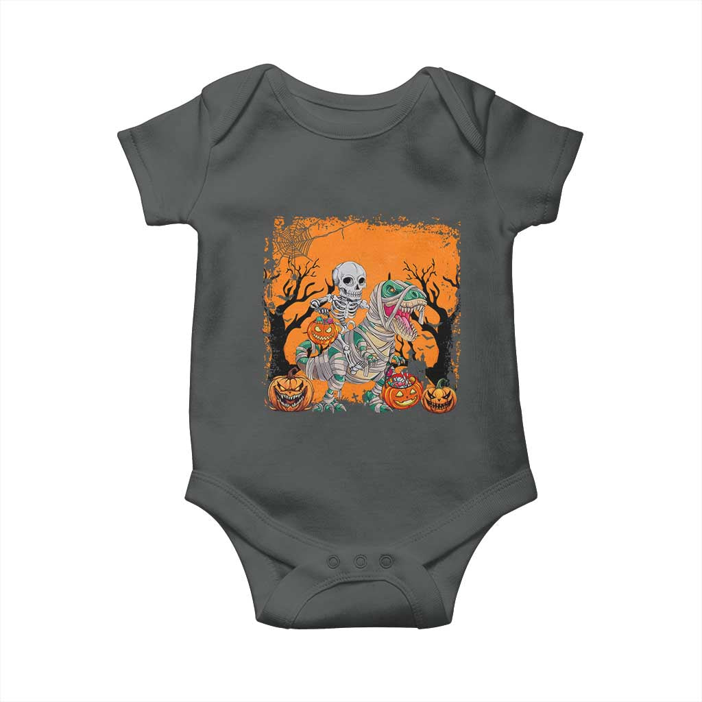 Funny Halloween Skeleton Riding Dinosaur Baby Onesie