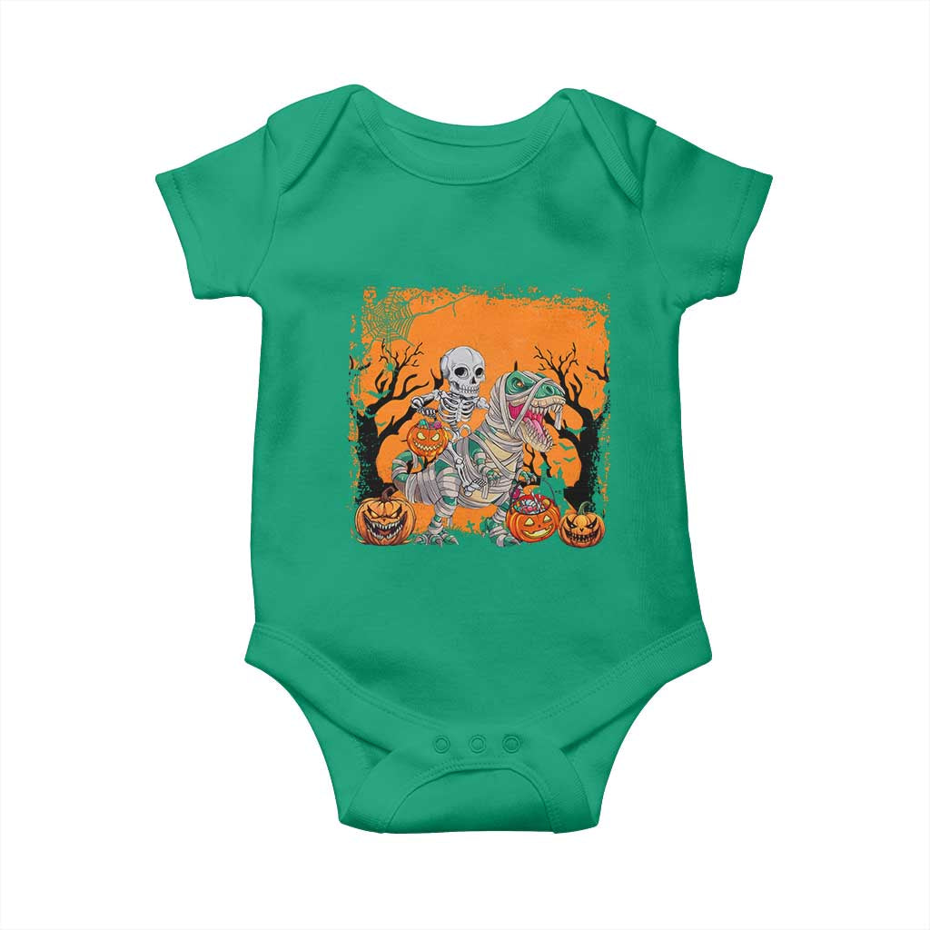 Funny Halloween Skeleton Riding Dinosaur Baby Onesie