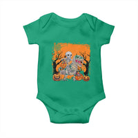 Funny Halloween Skeleton Riding Dinosaur Baby Onesie