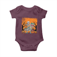 Funny Halloween Skeleton Riding Dinosaur Baby Onesie