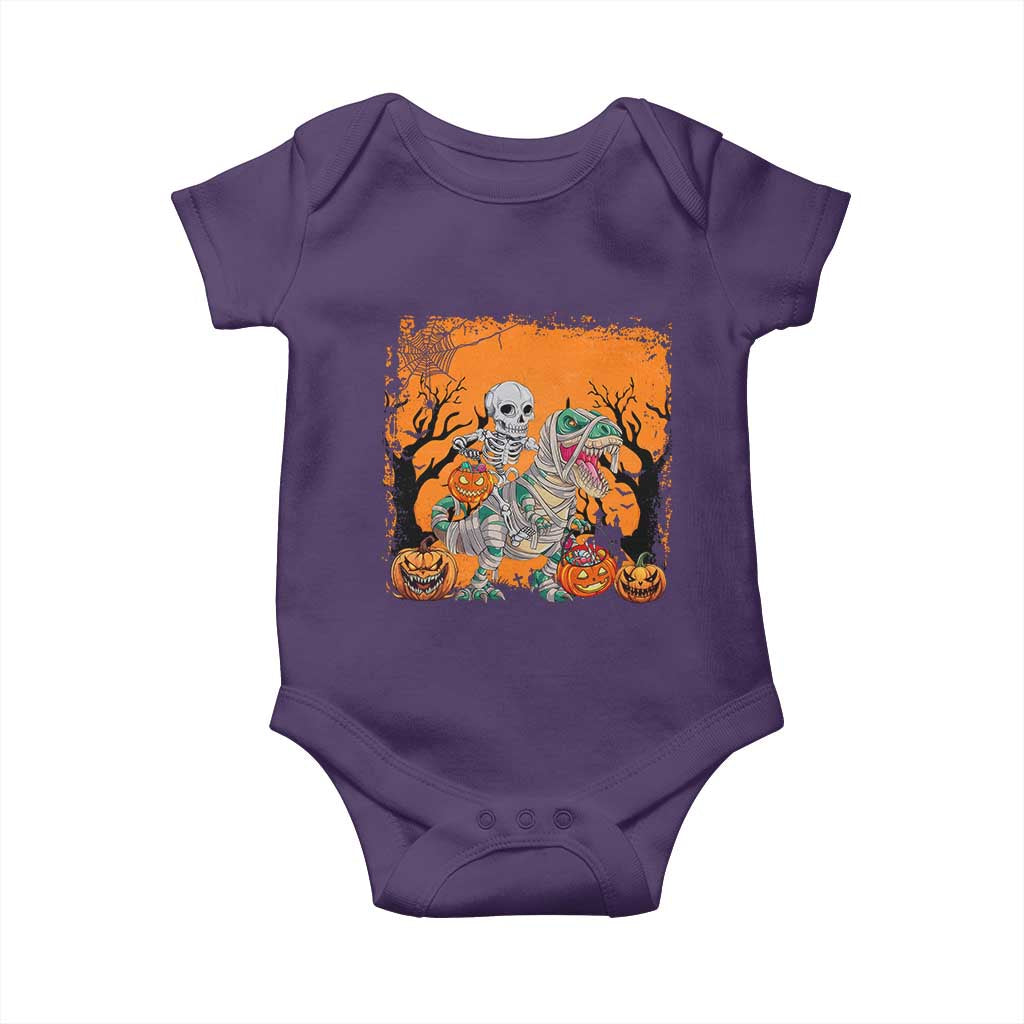 Funny Halloween Skeleton Riding Dinosaur Baby Onesie