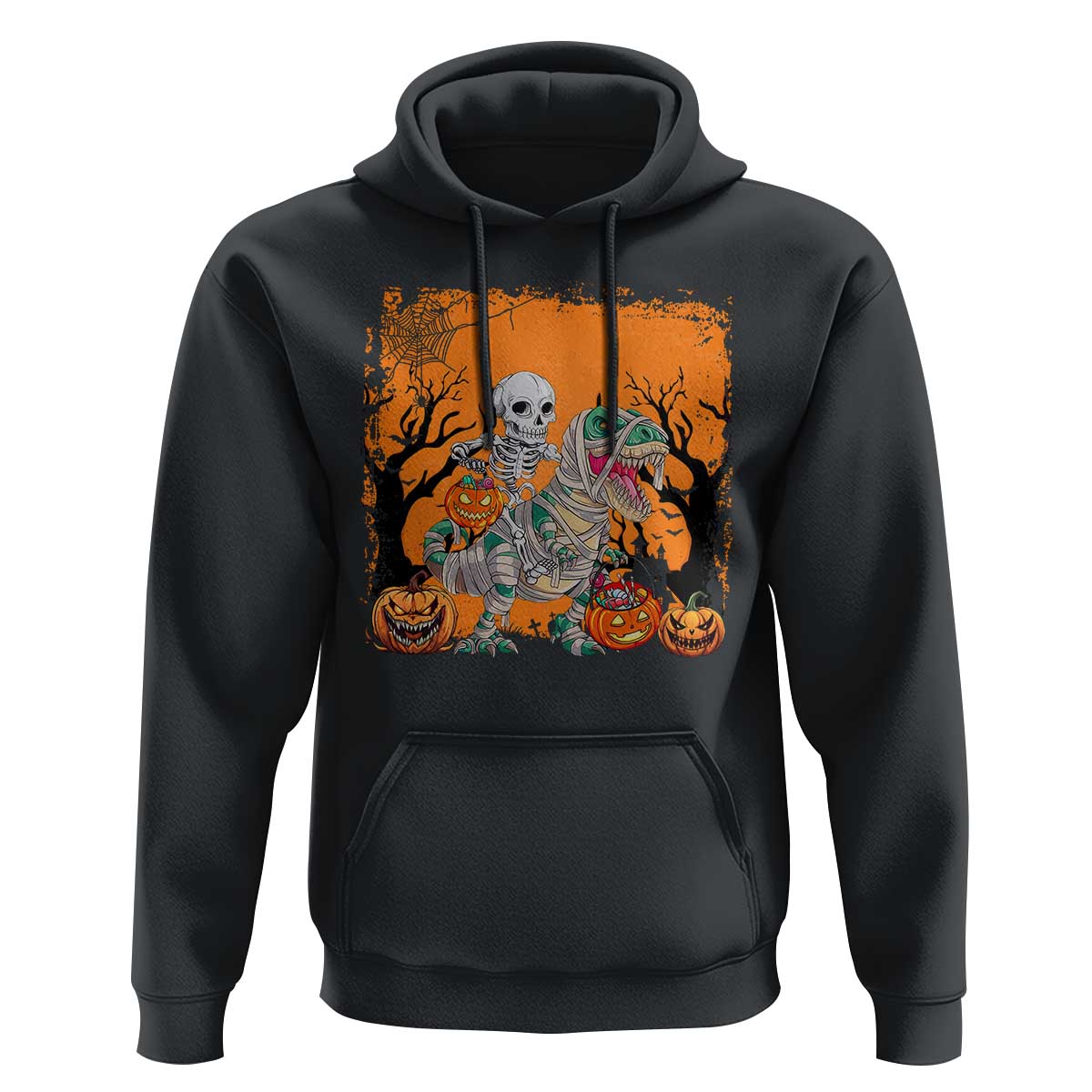 Funny Halloween Skeleton Riding Dinosaur Hoodie