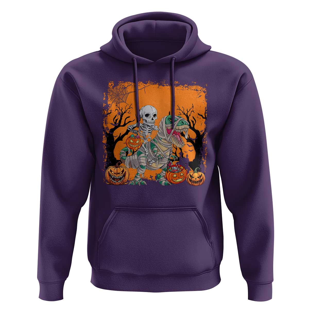 Funny Halloween Skeleton Riding Dinosaur Hoodie