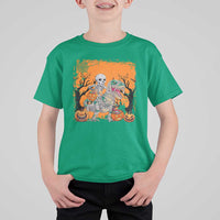 Funny Halloween Skeleton Riding Dinosaur T Shirt For Kid - Wonder Print Shop