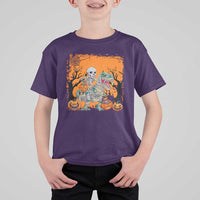 Funny Halloween Skeleton Riding Dinosaur T Shirt For Kid - Wonder Print Shop
