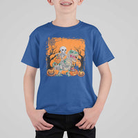 Funny Halloween Skeleton Riding Dinosaur T Shirt For Kid - Wonder Print Shop