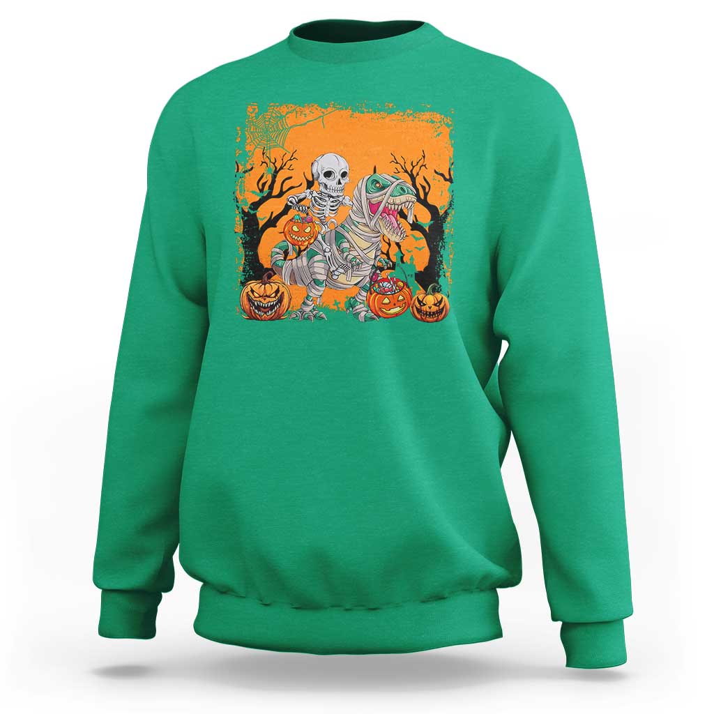 Funny Halloween Skeleton Riding Dinosaur Sweatshirt - Wonder Print Shop