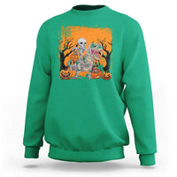 Funny Halloween Skeleton Riding Dinosaur Sweatshirt - Wonder Print Shop