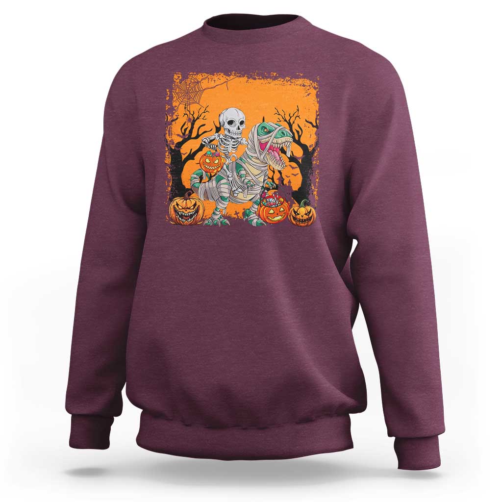 Funny Halloween Skeleton Riding Dinosaur Sweatshirt - Wonder Print Shop