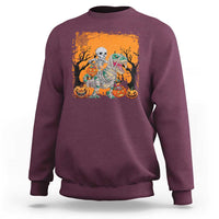 Funny Halloween Skeleton Riding Dinosaur Sweatshirt - Wonder Print Shop