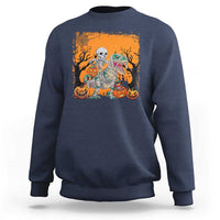 Funny Halloween Skeleton Riding Dinosaur Sweatshirt - Wonder Print Shop