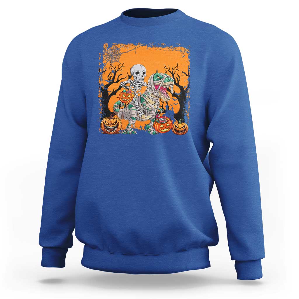Funny Halloween Skeleton Riding Dinosaur Sweatshirt - Wonder Print Shop