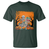 Funny Halloween Skeleton Riding Dinosaur T Shirt - Wonder Print Shop
