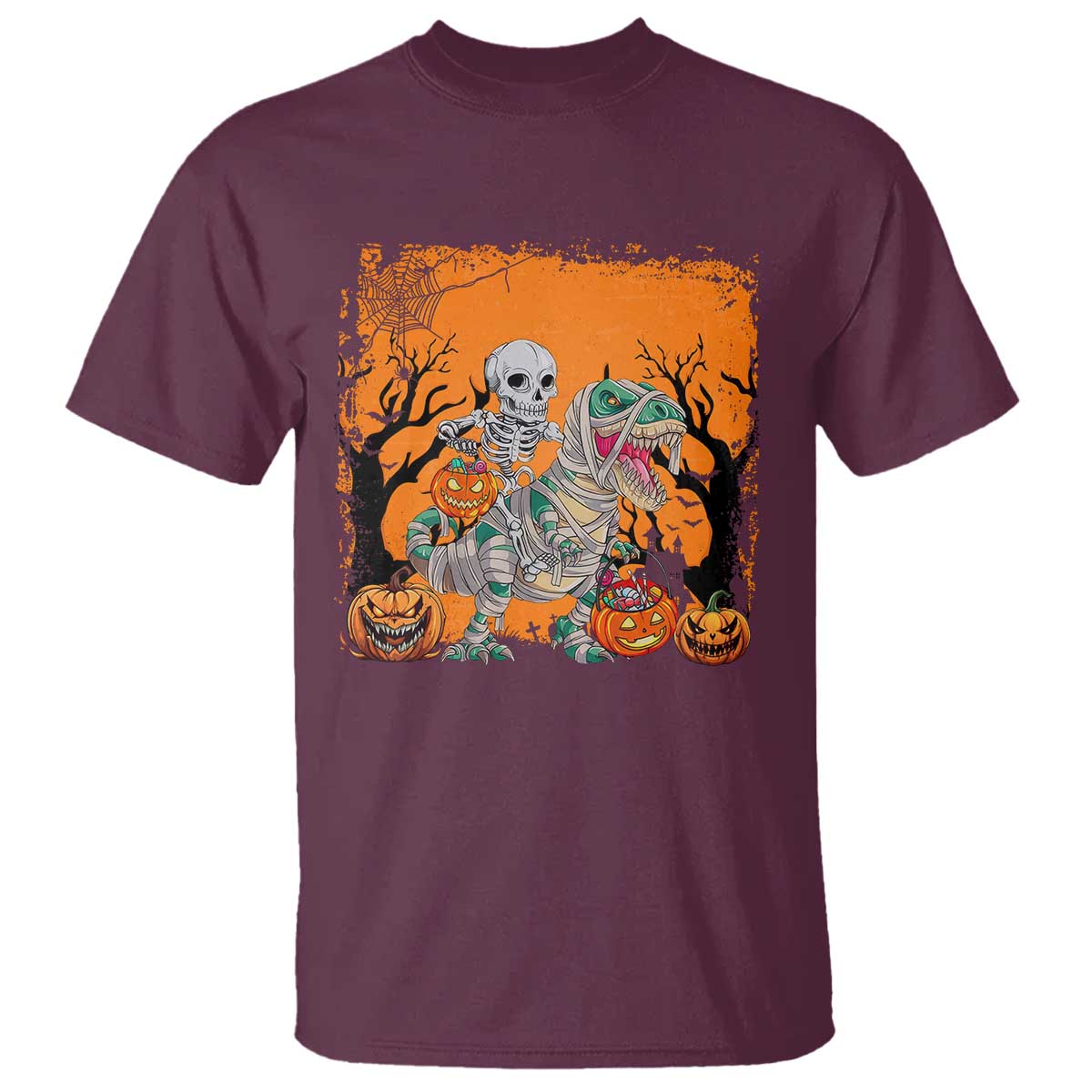 Funny Halloween Skeleton Riding Dinosaur T Shirt - Wonder Print Shop