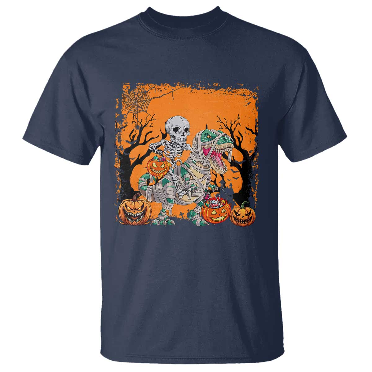 Funny Halloween Skeleton Riding Dinosaur T Shirt - Wonder Print Shop