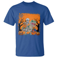 Funny Halloween Skeleton Riding Dinosaur T Shirt - Wonder Print Shop