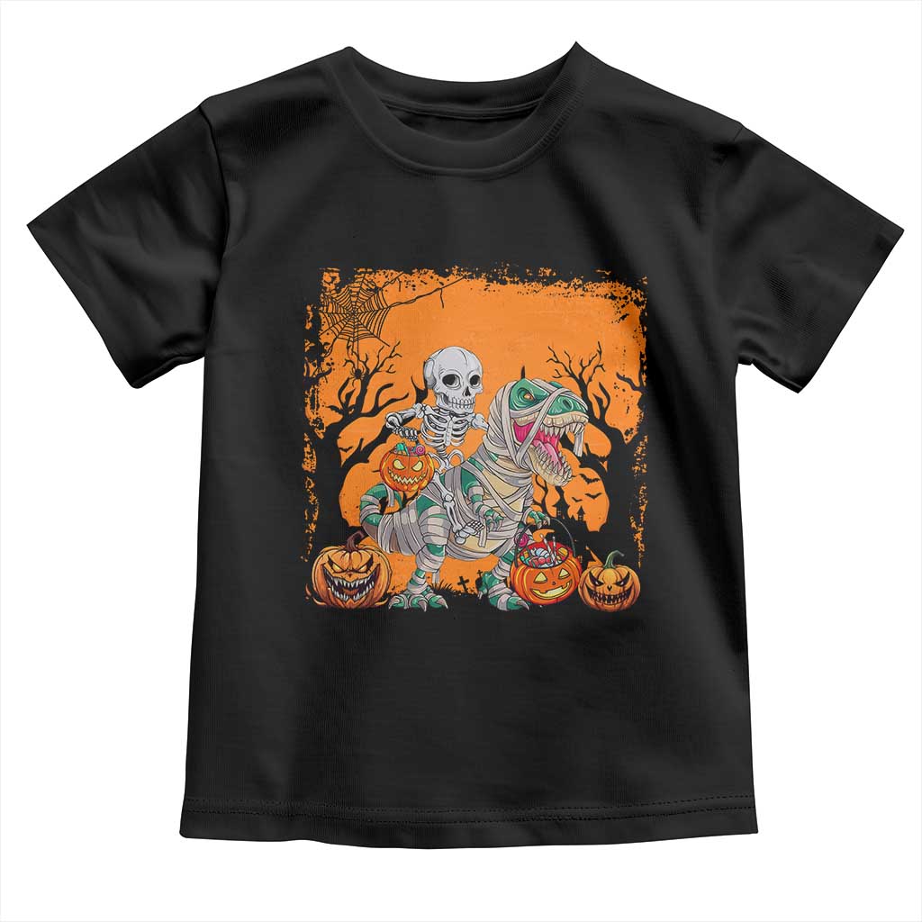 Funny Halloween Skeleton Riding Dinosaur Toddler T Shirt