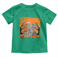 Funny Halloween Skeleton Riding Dinosaur Toddler T Shirt
