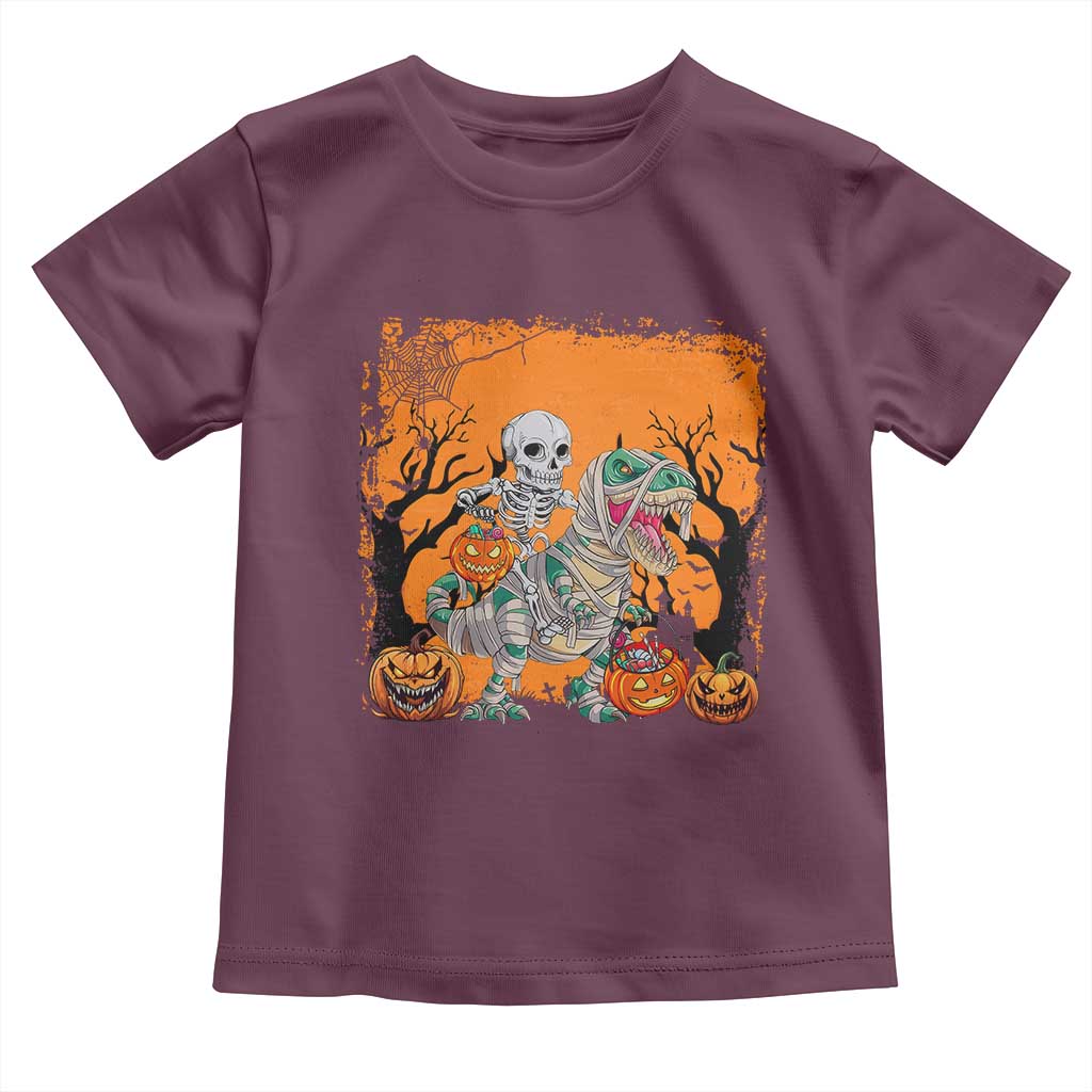 Funny Halloween Skeleton Riding Dinosaur Toddler T Shirt