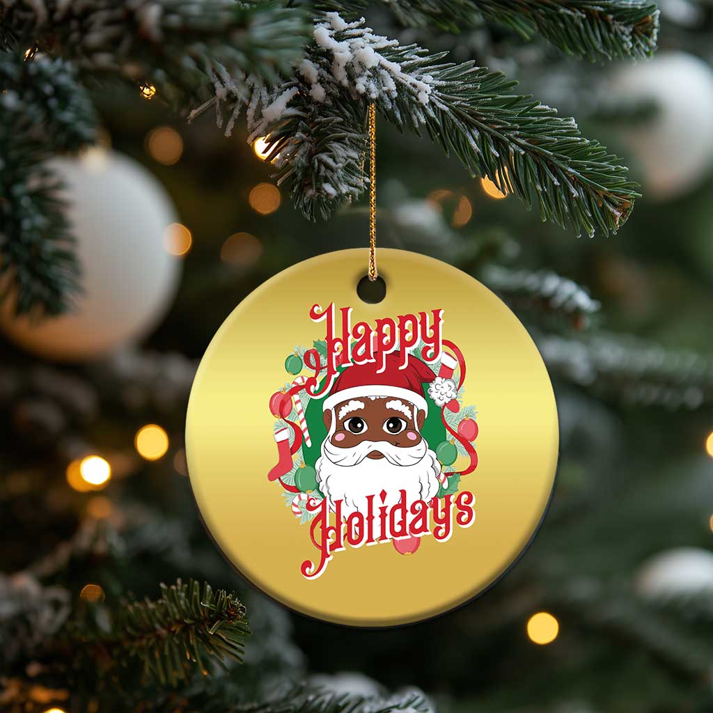 Black Santa Christmas Ornament Happy Holidays African American Santa - Wonder Print Shop
