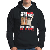 Cat Hates Santa Turned On The Fireplace Funny Christmas Hoodie - Wonder Print Shop