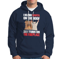 Cat Hates Santa Turned On The Fireplace Funny Christmas Hoodie - Wonder Print Shop