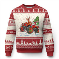 Funny Xmas Ugly Christmas Sweater Santa Reindeer Riding Monster Truck - Wonder Print Shop